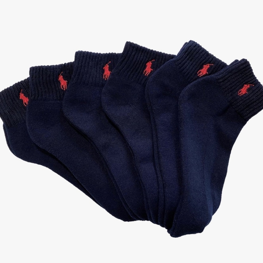 Polo Ralph Lauren Men's 6-Pack Quarter Crew Socks Black